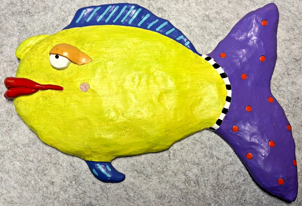 Hand-Painted Signed Judie Bomberger Ceramic Fish Wall Art Dover T Sole
